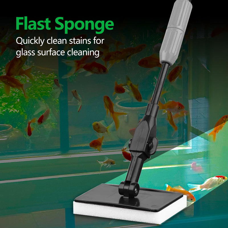 Aquarium Cleaning Tools 6 in 1, Fish Tank Cleaning Kit for 20-160 Gallon Acrylic & Glass Tank with Telescopic Long Handle, Algae Scraper, Scrubber Pads, Tube Cleaner, Fish net, Gravel Rake - PawsPlanet Australia