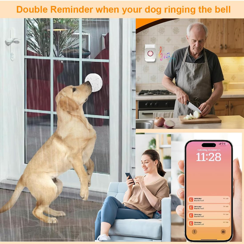 WiFi Dog Door Bell for Potty Training to Go Outside, Smart Doggie Door Bell for Dog, Wireless Doggy Doorbell with Phone App(Two Button One WiFi Receiver) Two Button One Wifi Receiver - PawsPlanet Australia