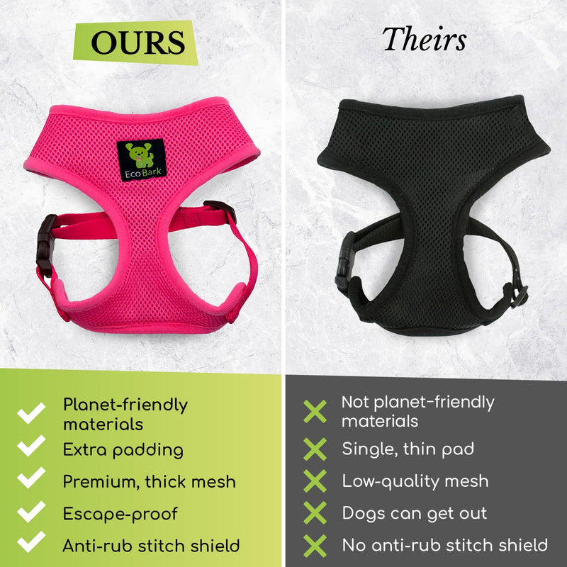 EcoBark Dog Harness - Eco-Friendly Max Comfort Harnesses - Luxurious Soft Mesh Halter - Over The Head Harness Vest- No Pull and No Choke for Puppy, Toy Breeds & Small Dogs (Small, Green) 2. Small-6 to 9 lbs - Neck Up to 9.8 in - PawsPlanet Australia