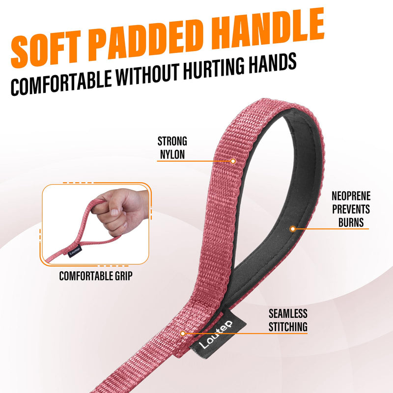 Dog Training Leash - Long Line for Recall & Obedience, Nylon Training Lead with Padded Handle, 15 ft / 20 ft / 30 ft / 50 ft / 100 ft - Long Leash for Dogs Outside, Small/Medium/Large 15ft Pink - PawsPlanet Australia