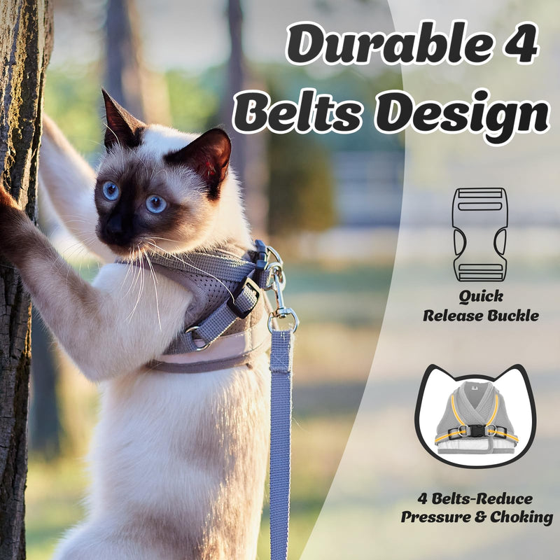 Supet Cat Harness and Leash Set for Walking and Small Dog Soft Mesh Harness Adjustable Vest with Reflective Strap Comfort Fit for Pet Kitten Puppy Rabbit M (Chest: 12.5" - 15.5") Black - PawsPlanet Australia