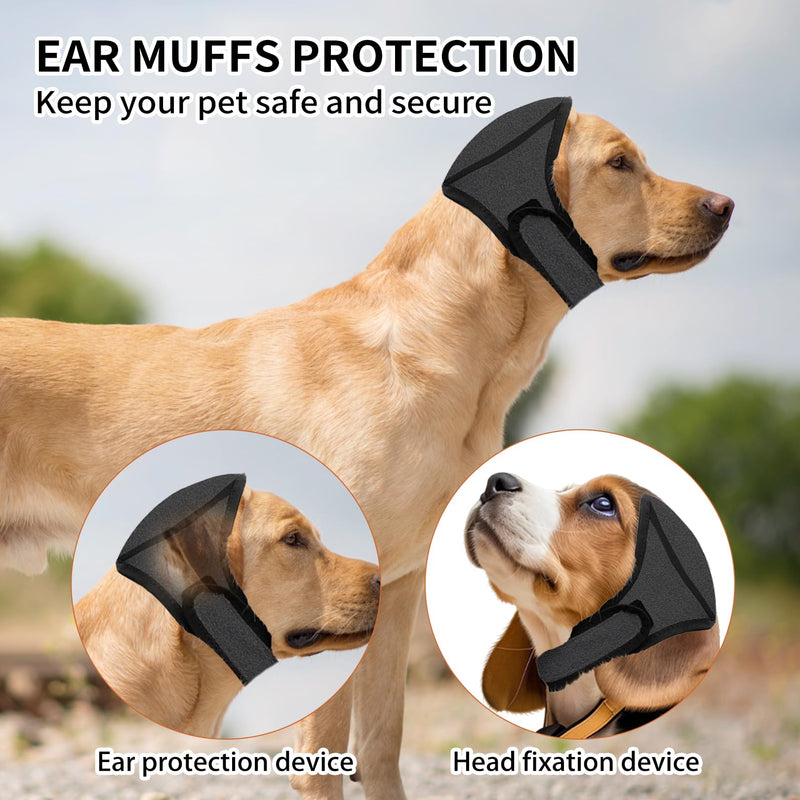 Dog Ear Muffs Noise Protection Waterproof Dog Ear Covers for Grooming Adjustable Pet Cats Dogs Calming Hood Pet Snood Swim Ears Protectors for Noise Anxiety Thunder Fireworks Swimming Bath (S) S