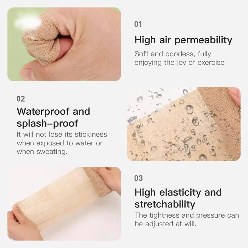 12 Rolls Self-Adhesive Elastic Cohesive Bandage 7.5 cm x 4.5 m Non-Woven Cohesive Bandage for Hands, Feet, Knee, Cat, Dog, Horse Pets