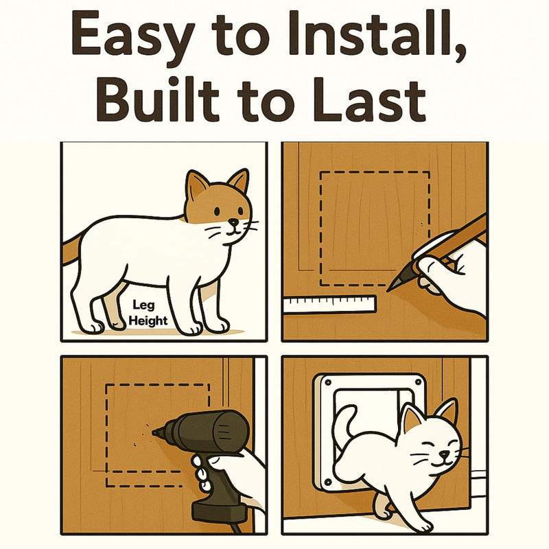 Extra Large Cat Door with 4-Way Lock (Outer Size 11"x9.8"), Weatherproof Flap for Cats & Small Dogs up to 25.5 lbs, White - PawsPlanet Australia