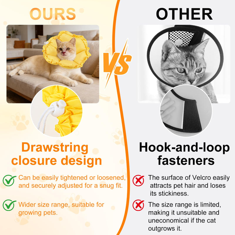 Cat Cone Collar Soft, Adjustable Waterproof Cat Cones to Stop Licking, Lovely Sunflowers, Recovery Collars for Rehabilitation Wound Healing Pet Recoverycollar