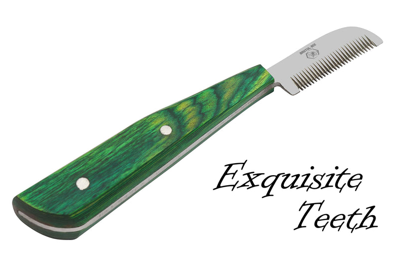 Brutul Bee Dog Grooming Coat Stripping Knife Stripper Trimmer Tool Wooded Handle Stripping Knives Set of 6 in Stainless Steel Non-Slip Tools for Grooming Dogs (Green) Green