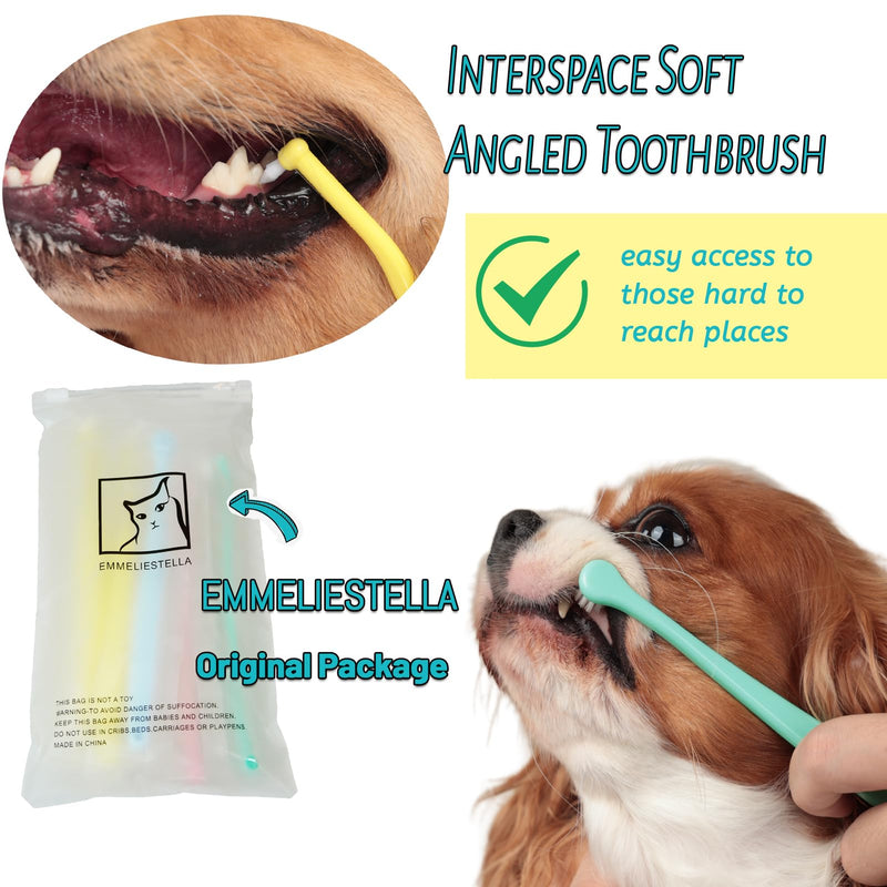 E.M&S.T by Emmeliestella Small Dog & Cat Toothbrush Micro Head, Cat Dental Care, Pets Toothbrush, Oral Hygiene, Easy to Handle, Deep Clean, Soft Bristles, Multi-angle, Round&Pointed Toothbrush, 5 PCS - PawsPlanet Australia