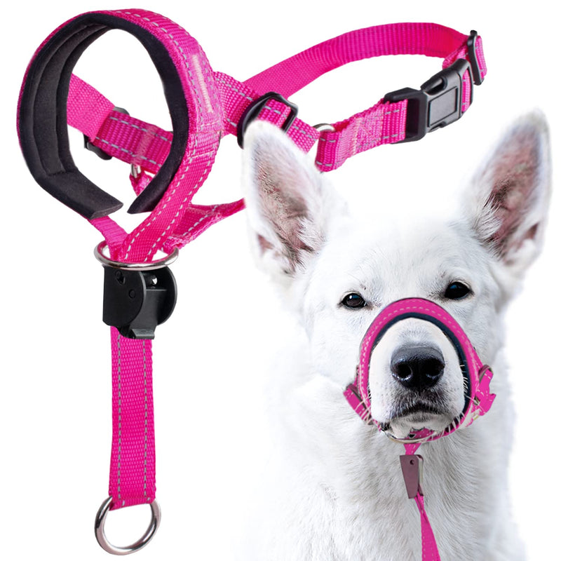 GoodBoy Dog Head Halter with Safety Strap - Stops Heavy Pulling On The Leash - Padded Headcollar for Small Medium and Large Dog Sizes - Head Collar Training Guide Included (Size 3, Pink Nylon) Size 3 (Pack of 1) Pink Nylon / Black Padding - PawsPlanet Australia
