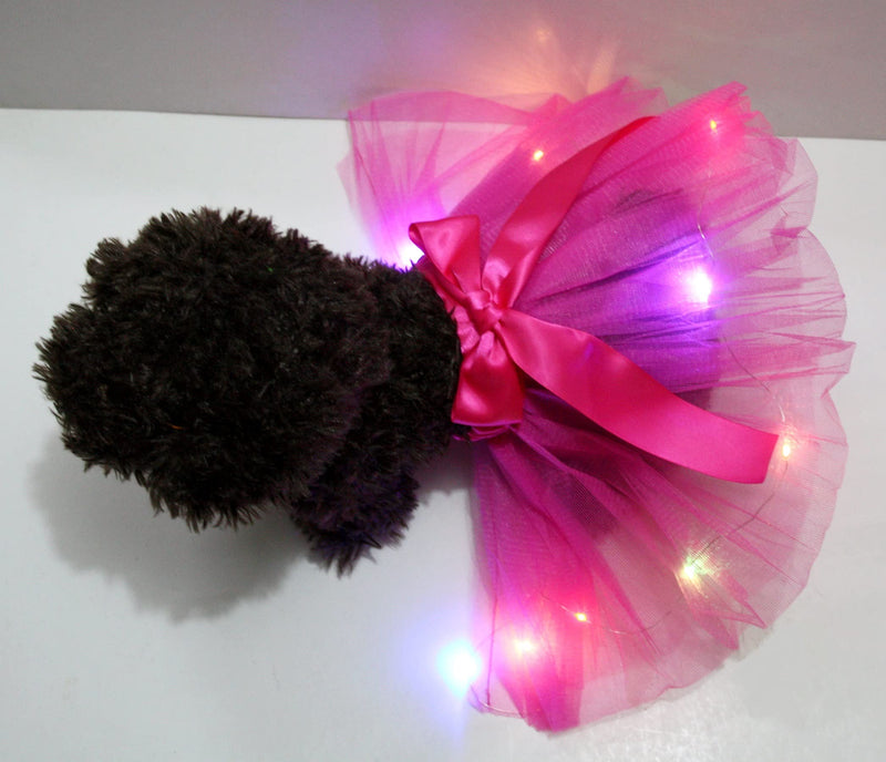 Petitebella Single Color LED Lighting Puppy Dog Tutu Hot Pink Small - PawsPlanet Australia