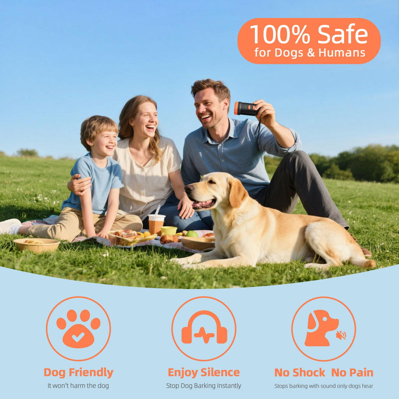 Ultrasonic Bark Control - Dual Training Modes, LED Light, Portable for Indoor/Outdoor Use. Effectively Deters Your & Neighbor's Dogs. - PawsPlanet Australia