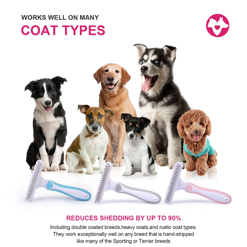Pet Grooming Brush - Undercoat Rake for Dogs, Cats, Dematting Deshedding Brush Comb - Ideal for Thick, Long Hair, Matted Pets - Professional Shedding Tool - Blue - PawsPlanet Australia