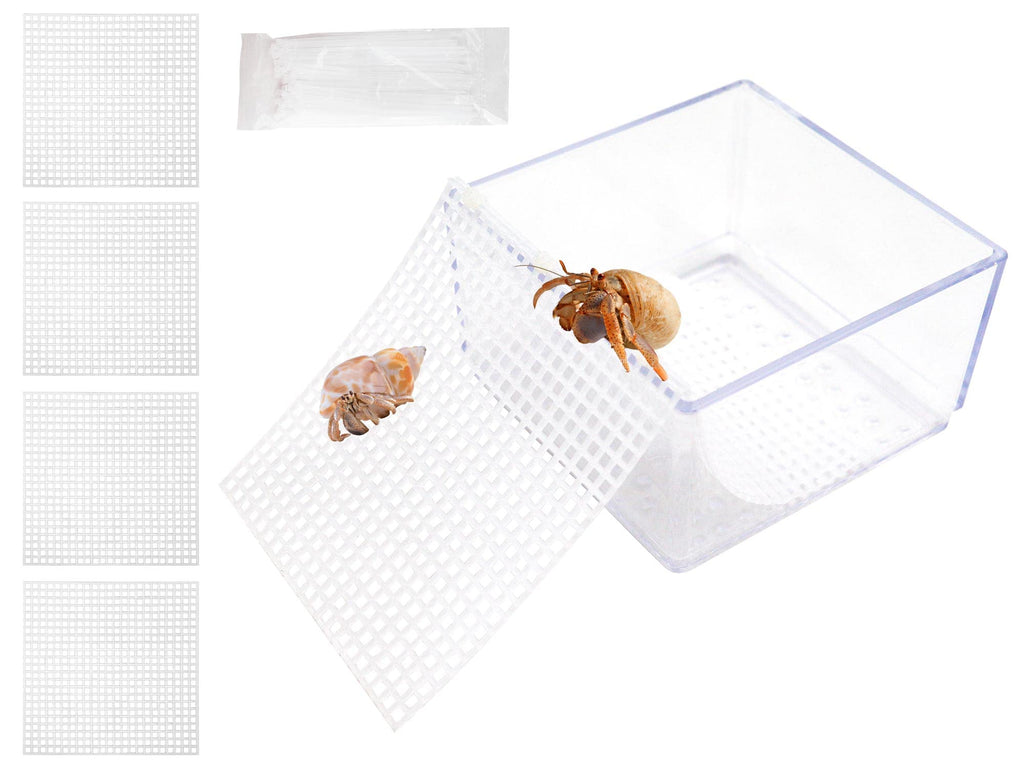 Hermit Crab Water Tank with Climbing Ramp, Hermit Crab Climbing Toy, Hermit Crab Habitat, Hermit Crab Pool Supplies, Aquarium Tank Cage Accessories for Small to Medium Hermit Crab (3.93×3.93 Inches) White