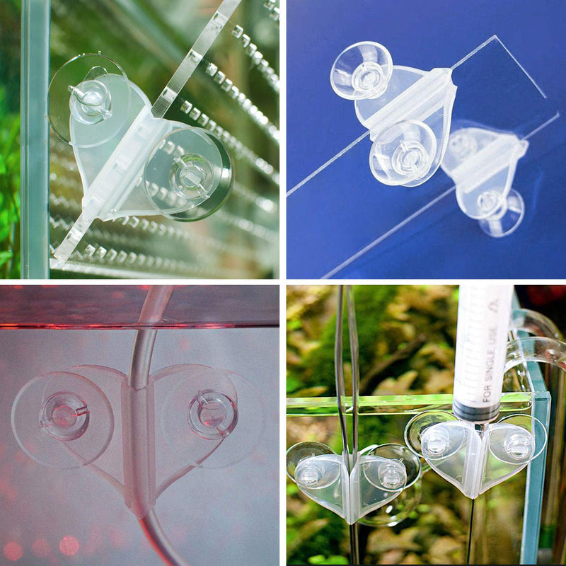 Pawfly 6 Pack Aquarium Divider Clip with Suction Cup Heart Shaped Clear Plastic Isolation Holder for Fish Tank