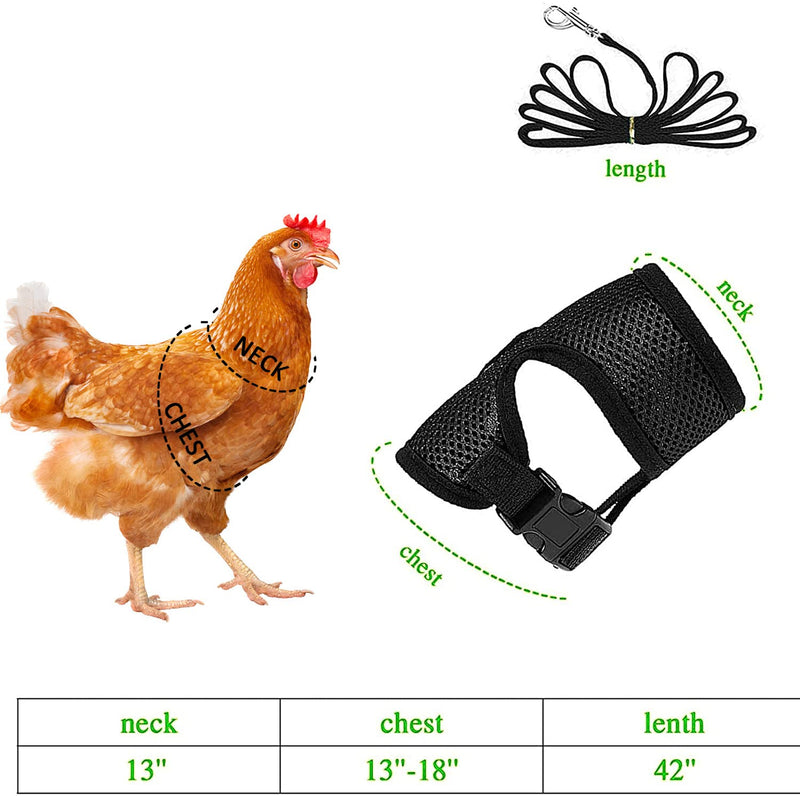 4 Pcs Adjustable Chicken Harness with Leash- 4 Styles Comfortable Hen Vest Breathable Mesh Training Harness and Leash for 2.5-3.6 Lb Duck Goose Hen Small Pets