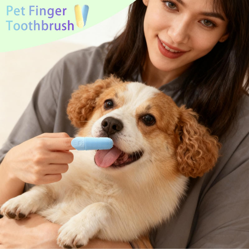 Pack of 4 Finger Cots for Pet Dental Care, Made of Soft Silicone with Nubs, Ideal for Brushing Teeth on Dogs, Cats, Dog Toothbrush, Cat Toothbrush, Cleaning Agent for Fresh Breath