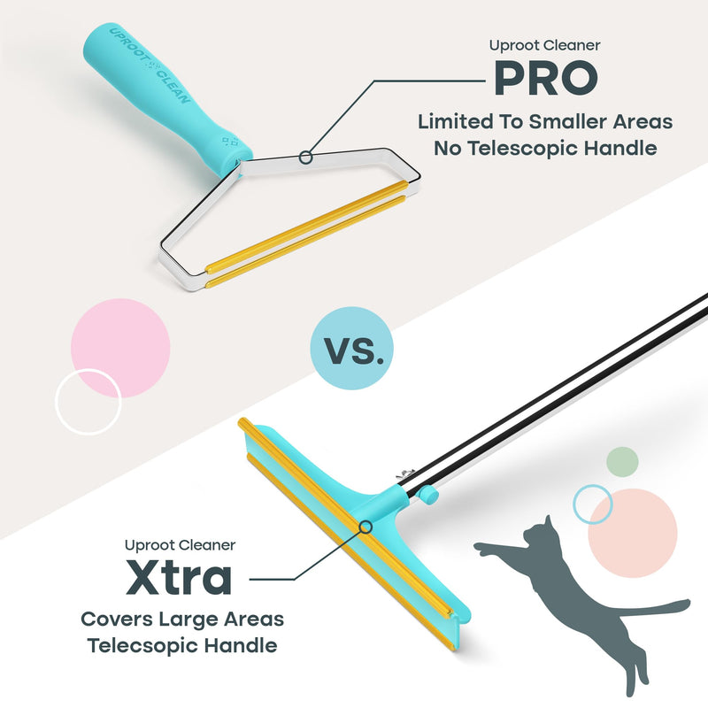 Uproot Cleaner Xtra Pet Hair Removal Tool: Reusable Carpet Rake with Telescopic 60" Handle - As Powerful as Uproot Cleaner Pro Pet Hair Remover, but Made for Carpets, Curtains - Don't Bend Don't Kneel - PawsPlanet Australia