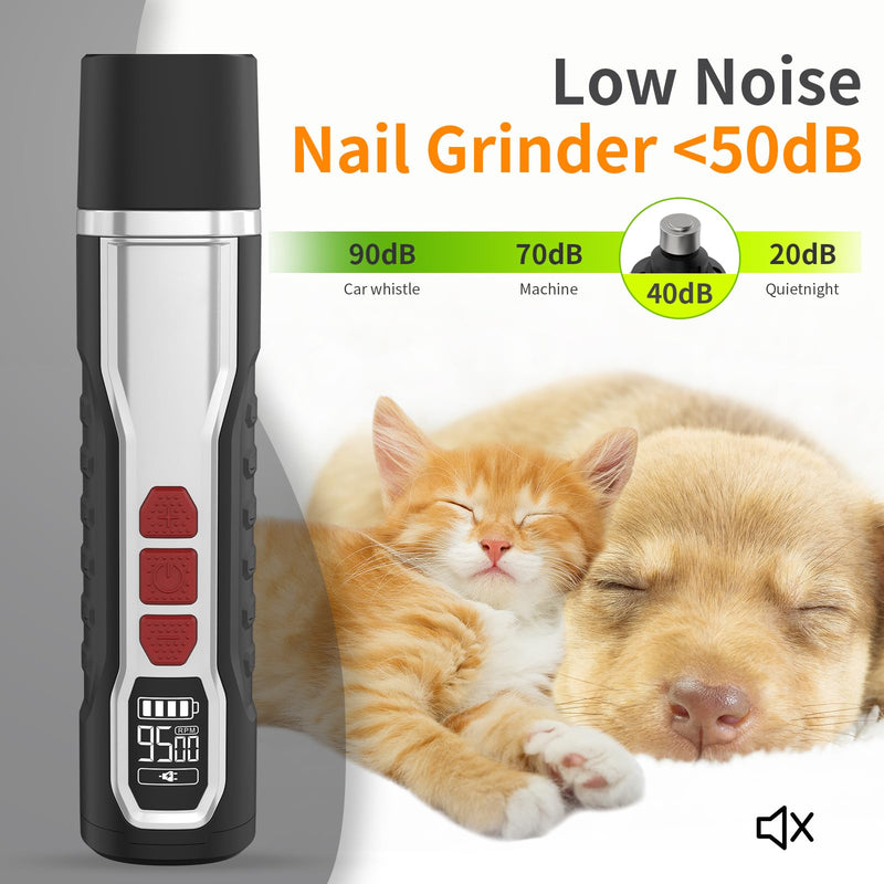 5-Speed Dog Nail Grinder，Super Quiet Rechargeable Electric Dog Nail Trimmer Painless Paws Grooming ，Duty Pet Nail Grinder for Dogs/Cats/Birds/Large Medium Small Animals - PawsPlanet Australia