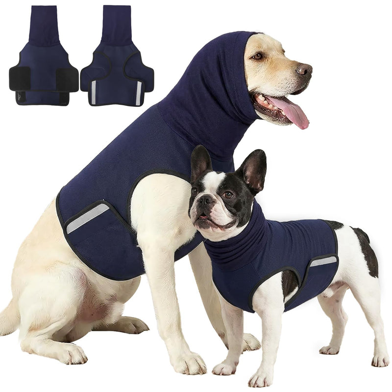 Dog Anxiety Vest,Pet Calming Hoodie Breathable Dog Anti-Anxiety Jacket for Thunder Fireworks and Separation,Blue L Blue Large