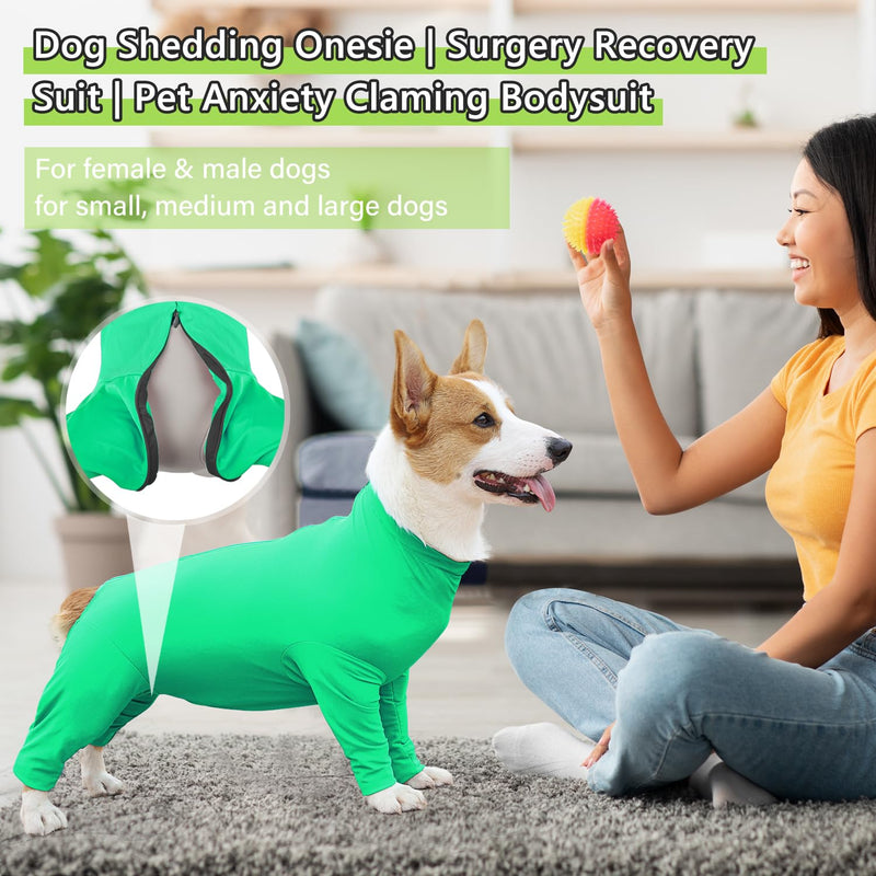 Dog Onesie Surgery Recovery Suit for Female Male Dog Surgical Bodysuit After Surgery Wear for Small Medium Large Dog Shedding Suit Anxiety Calming Shirt Green/XXL XX-Large - PawsPlanet Australia