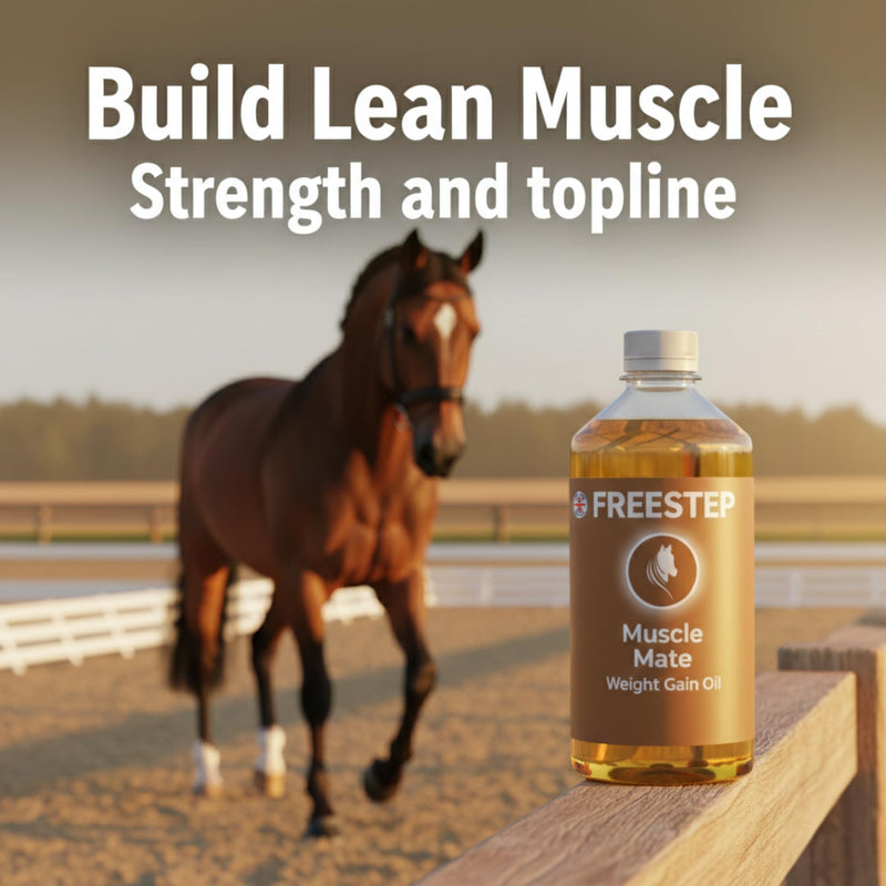 Muscle Mate | Conditioning Oil for Horses Weight Gain, Topline Support & Muscle Builder | Rice Bran Oil for Horses | 1200 mg Gamma Oryzanol per 15 ml | Non-Heating Daily Feed 150ml | 1 Week Trial