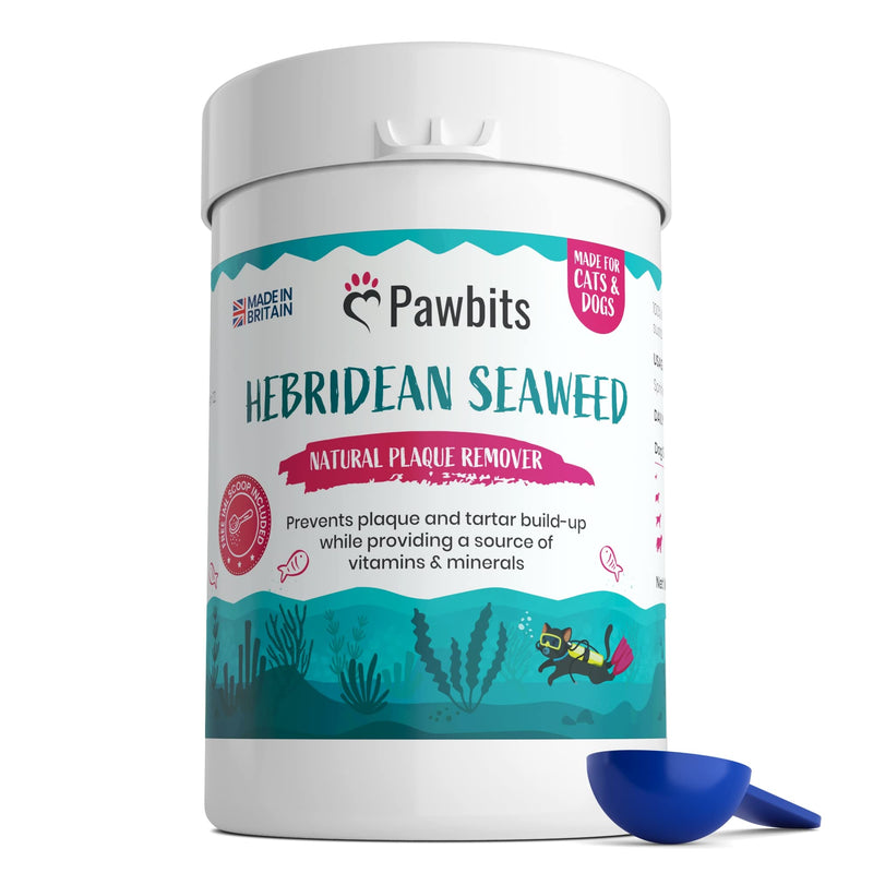 Pawbits 100% Seaweed for Dogs Teeth - Sustainably Harvested Natural Tartar & Plaque Removing Flakes with Vitamins & Minerals to Combat Bad Breath Suitable For Cats - PawsPlanet Australia