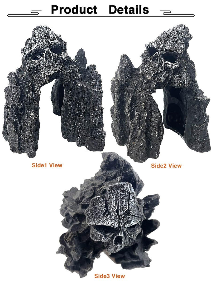 Aquarium Mountain View Stone Ornament - Aquarium Skull Rock Decor Cave for Fish Tank,Aquarium Decorations Small,Small Aquarium Decoration for Fish Tank - 5.7 Inches High - PawsPlanet Australia