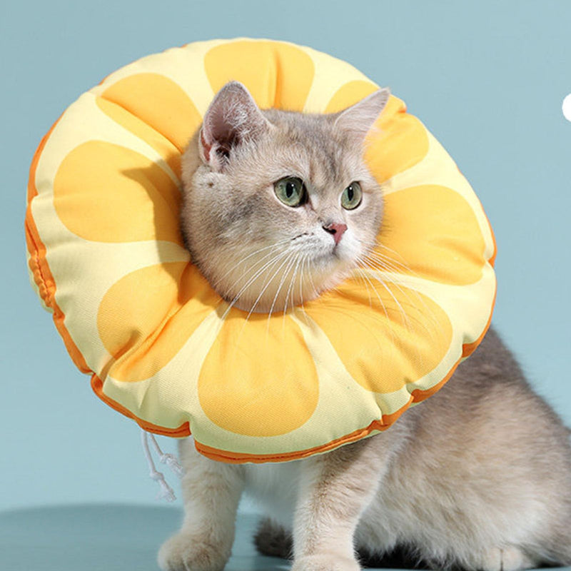 Fdit Soft Donut Cat Collar, Adjustable Cone for Post-Operation with Breathable PP Cotton, Lightweight, for Cats and (S: Adjustable Range: 13"-22 cm) Orange Waterproof Version S: Adjustable Range: 13"-22 cm
