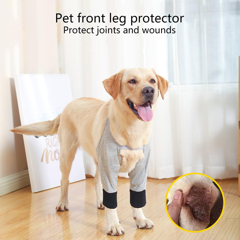 Breathable Elastic Dog Front Leg Adjustable Padded Protectors for Pet Knee Protection and Recovery from Injuries