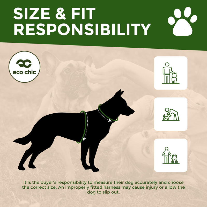 Eco Chic Recycled Comfort Pet Harness Adjustable No-Pull Reflective Padded Dog Vest Harness (4x4 Black Small)