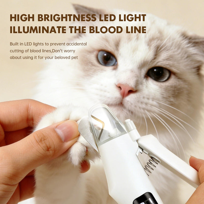 pet nail clippers and electric nail file with LED light, nail file and nail grinder, suitable for dogs and cats, white. - PawsPlanet Australia