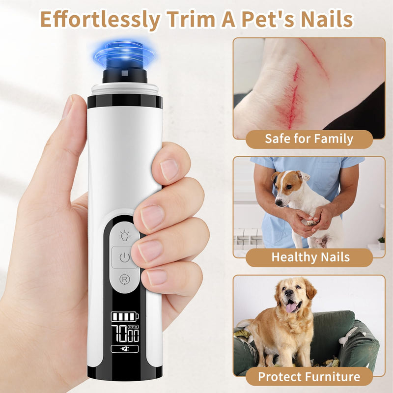 Upgraded 2026 3-Speed Dog Nail Grinder,Ultra-Quiet Rechargeable USB Trimmer with LED Lights & Battery Display –Painless Grooming for Dogs &Cats with Thick Nails &Sensitive Paws for Small to Large Pets - PawsPlanet Australia