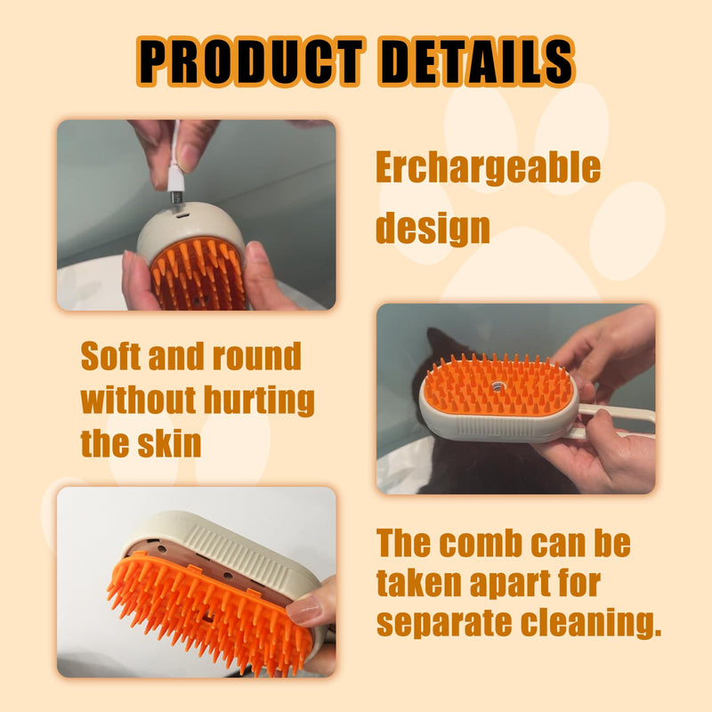 Steam Brush for Cats Dog Steam Brush,3 in 1 Pet Grooming Comb for Shedding,1PCS White - PawsPlanet Australia