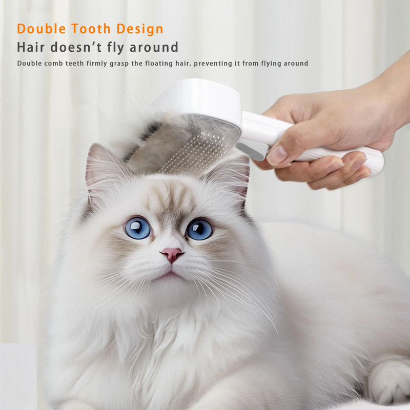 2-in-1 Dog & Cat Grooming Brush – Adjustable Deshedding Comb & One-Touch Clean | Skin-Safe Rake for Mats, Tangles, Shedding | Long/Short Hair Pets - PawsPlanet Australia
