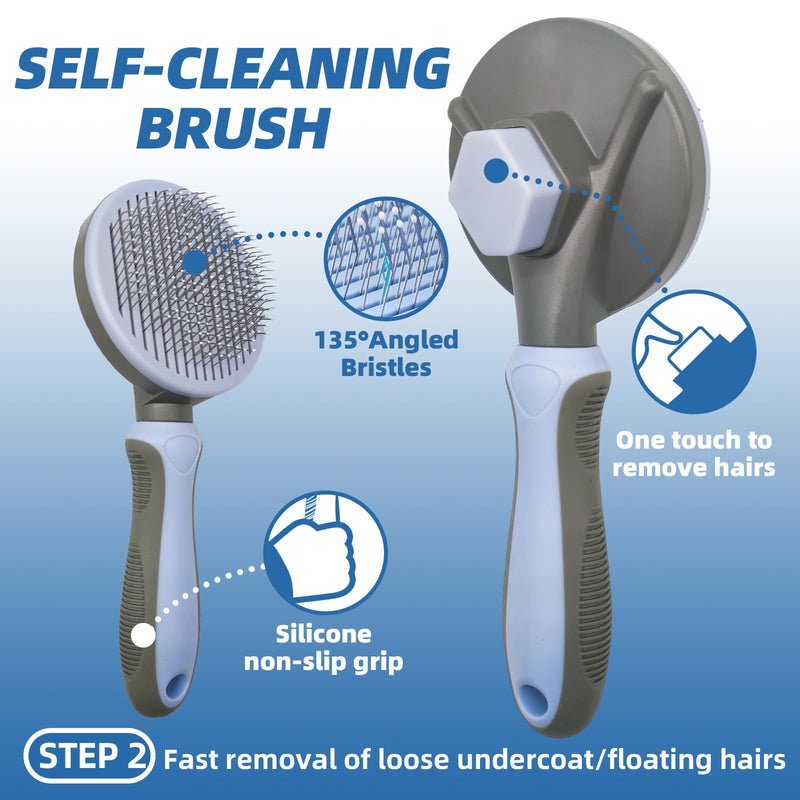 Dog Brush for Shedding,7 PCS Pet Grooming Brush Kit to De-fur & Hair Slicker Deshedding Brushes with Undercoat Rake Comb Bath Brush&Nail Clipper for Grooming Short Long Haired Dogs Cats Blue A-Blue - PawsPlanet Australia