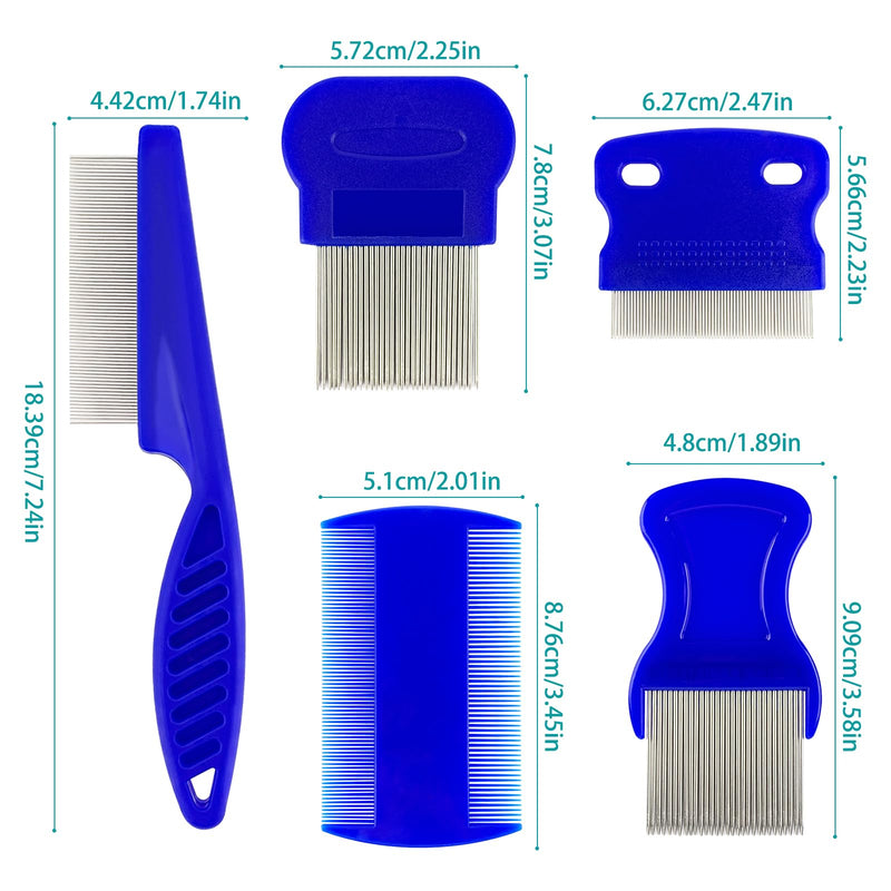 5 Pack Pets Grooming Comb Set, Pet Combs With Fine Tooth, Detangling Brushes, Float Hair Removers for Dog and Cat Clean up and Groom - PawsPlanet Australia