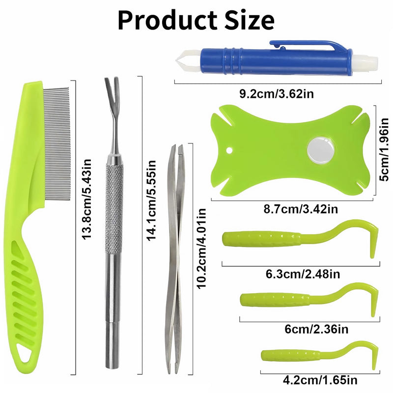 Tick Removal Tool 8 in 1 with Storage Box, Flea Comb, Magnifying Glass, Tick Tweezers, Dog Tick Remover Tool Tick Removal Kit Tick Removal Tool for Dogs Cats Pet Tick Comb - PawsPlanet Australia