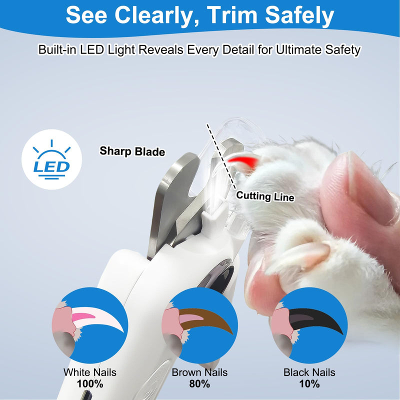 2-in-1 Dog Nail Clippers and Grinder, Electric Dog Nail Trimmer for Large Medium Small Dogs & Cats with 3 Speeds, USB Rechargeable, Quick Sensor, Splash Guard & LED Lights, Safe & Painless (White) White - PawsPlanet Australia