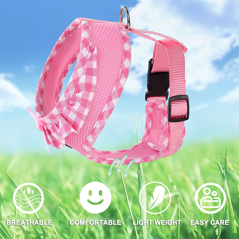 SuperBuddy Upgraded Soft Mesh Dog Harness, Super Breathable Lightweight Pet Harnesses for Puppy Dogs Outdoor Walking, Pink Dog Harness and Dog Leash Set Packing -Medium M (Neck Girth 13";Chest Girth:13"-18.5") Adorable Pink-2 - PawsPlanet Australia