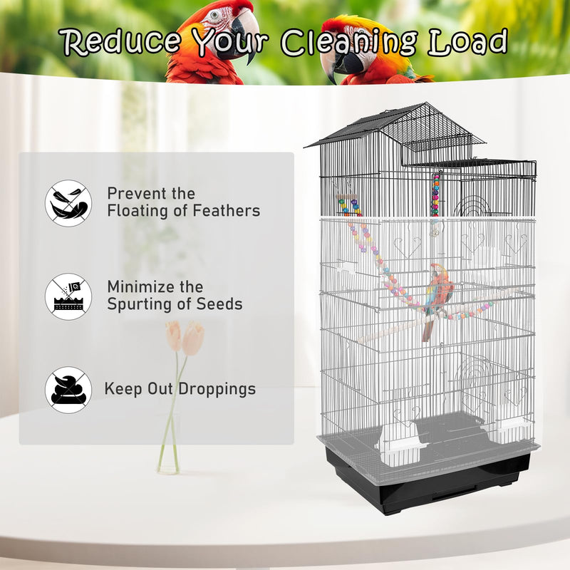 Universal Bird Cage Seed Catcher – Stretchy, Lightweight Mesh Skirt for Parrot Cages, Stops Scatter, Breathable Fabric, Adjustable & Reusable, White viiwxx - PawsPlanet Australia