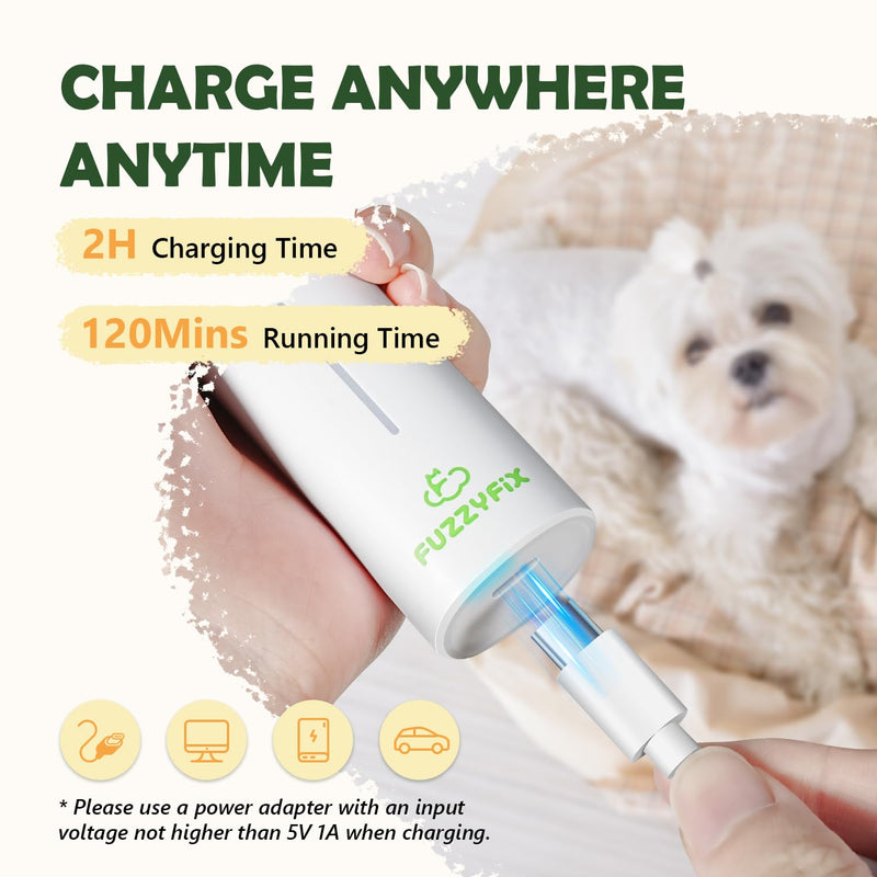 Dog Grooming Kit with LED Light, Low Noise Rechargeable 4 in 1 Pet Clippers for Matted Hair, Cordless Electric Cat Paw Trimmer Dog Nail Grinder, Grooming Supplies for Cat and Small Dogs