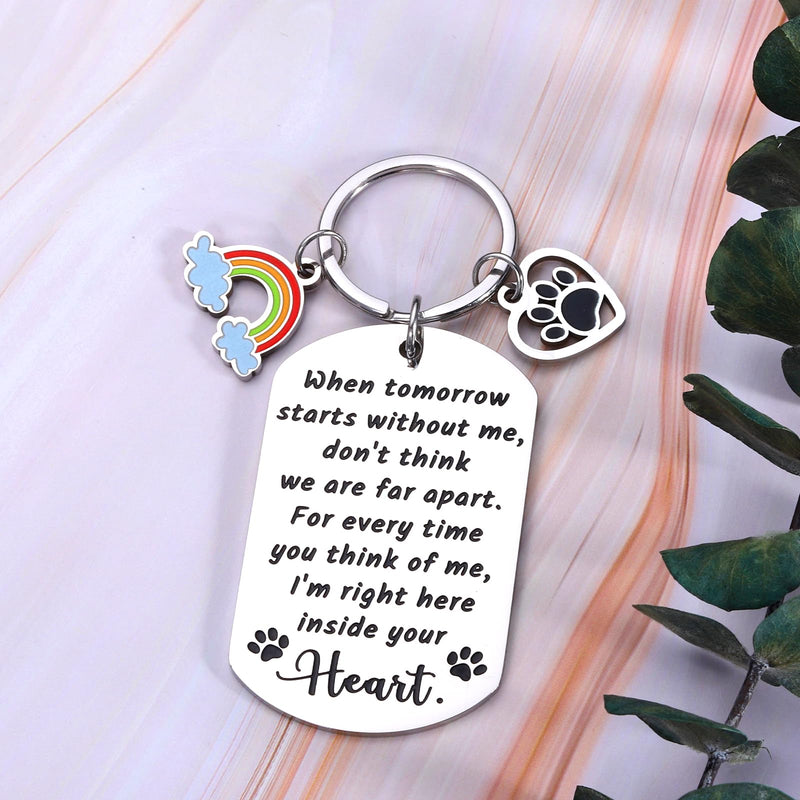 Dog Memorial Gifts for Loss of Dog, Pet Memorial Gifts for Dogs Cats Sympathy Bereavement Gift for Pet Lover Owner, When Tomorrow Starts Without Me Remembrance Keychain Rainbow Bridge Paw - PawsPlanet Australia