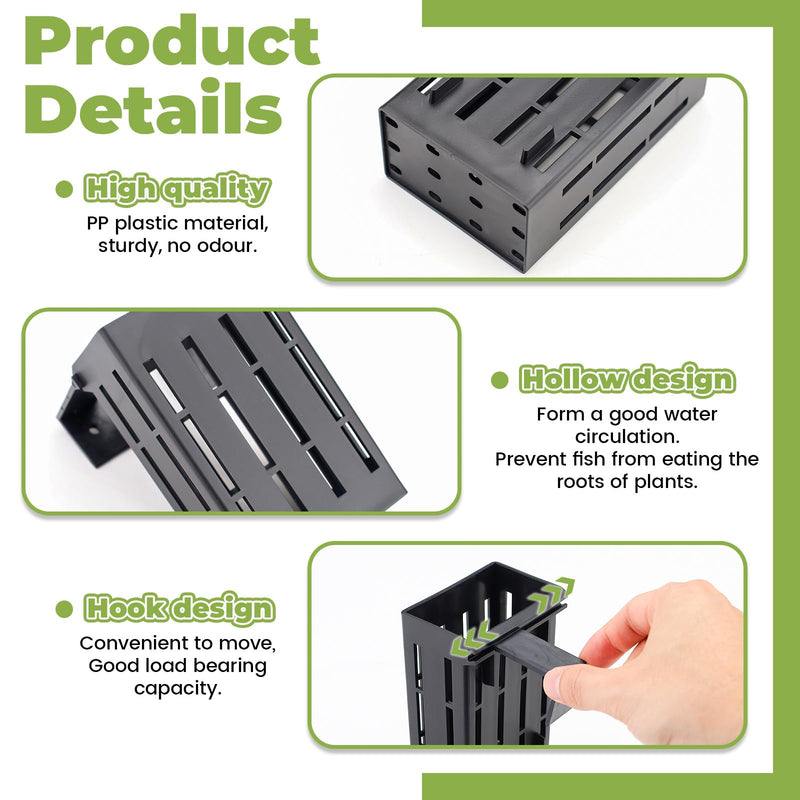 4 Pack Aquarium Plant Holder for 1-3.2in Edge, Hanging Fish Tank Plant Holder Aquatic Plant Pot with 16 Hooks for Live Plants Aquarium Planter Fish Tank Decorations 4 - PawsPlanet Australia