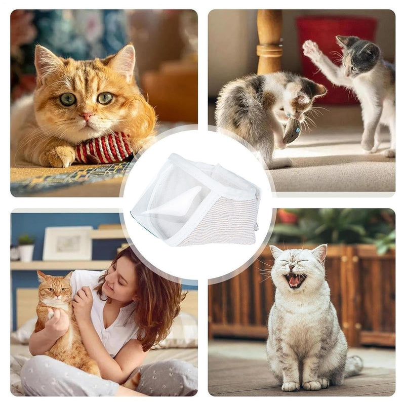 Muzzle for fussy cats, 50 g, protective, breathable grooming set, calming cat hood for nail trimming, transparent leg protection for small kittens, for indoor use, travel S