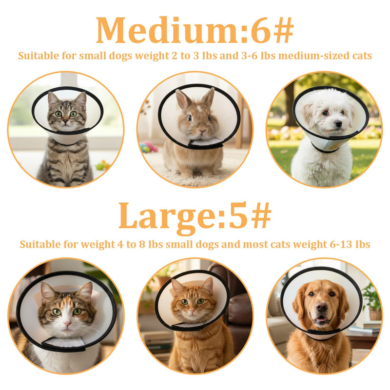 2 Pack Cat Cones to Stop Licking Transparent Plastic, Cat E Collar Pet Cone for After Surgery Comfortable Waterproof Adjustable Recovery Cone to Stop Licking and Scratch for Cats and Small Dogs