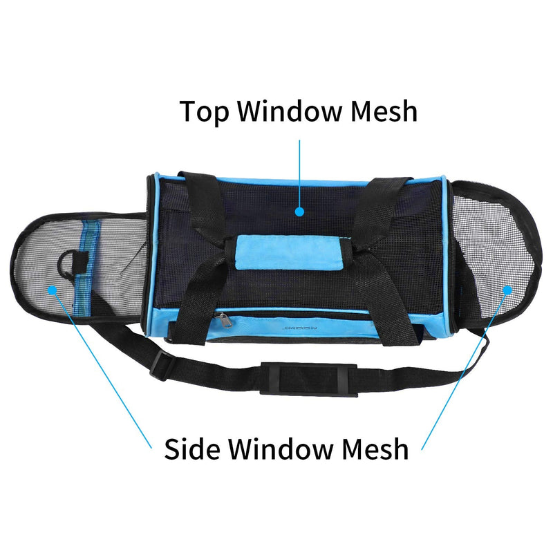 JMOON Soft-Sided Pet Carrier Bag - Airline Approved for Cats and Dogs - Foldable Comfort Travel Carrier 17.5"L x 7.0"W x 11.0"H Blue - PawsPlanet Australia