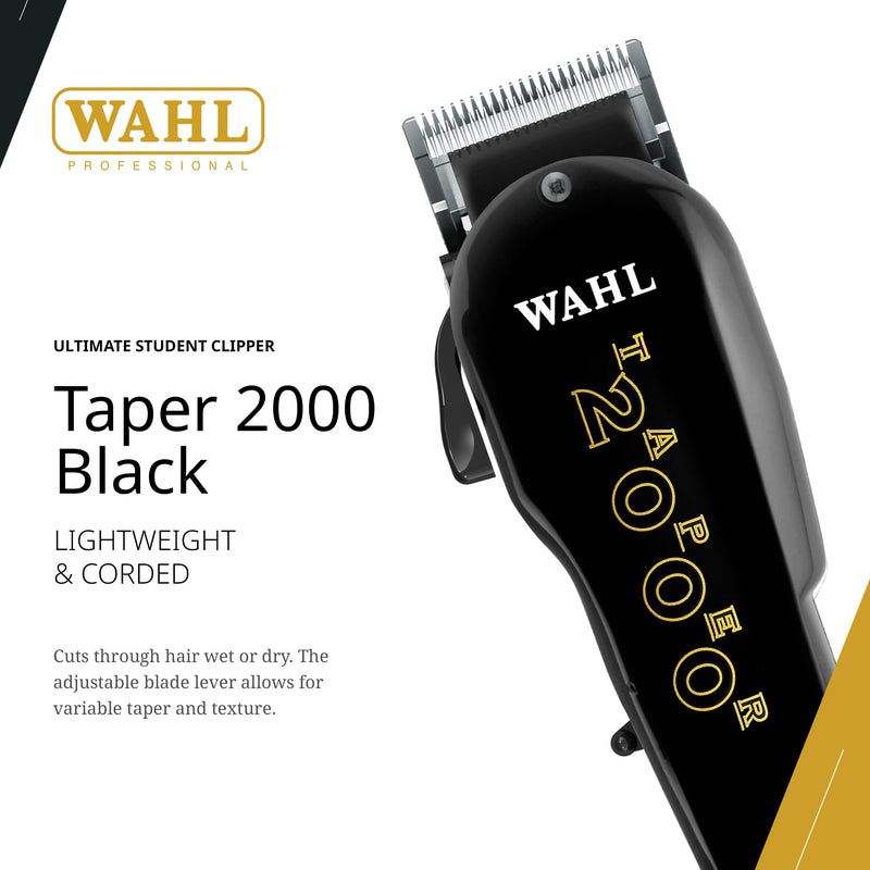 Wahl Professional Taper 2000 Clipper, Adjustable Blade, High-Performance Corded Electric Hair Cutting Tool, Black - PawsPlanet Australia