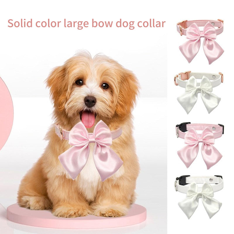 Adjustable Pet Collar Large Bow Knot for Training and Walking with Multiple Sizes Effective Elegant Adjustable Collar