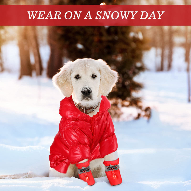 Winter Puppy Warm Coat and Shoes Set Dog Snow Jacket Waterproof Pet Snowsuit Full Body Puffer Jacket Vest Boots Paw Protectors with Reflective Strap for Small Dog Puppy Outdoors Walking