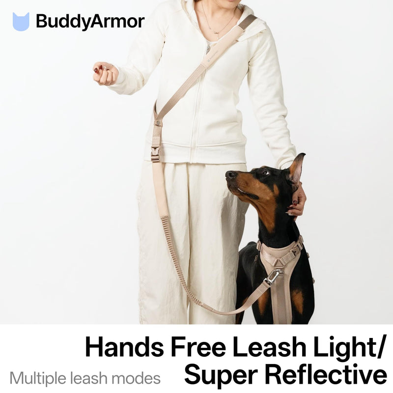 Hands Free Dog Leash Adjustable Versatile Crossbody Waist Dog Leash Reflective Comfortable Padded Handles Shock Absorbing Walking Lead for Small Medium Large Dogs (Light-Burgundy, M) Light-Burgundy