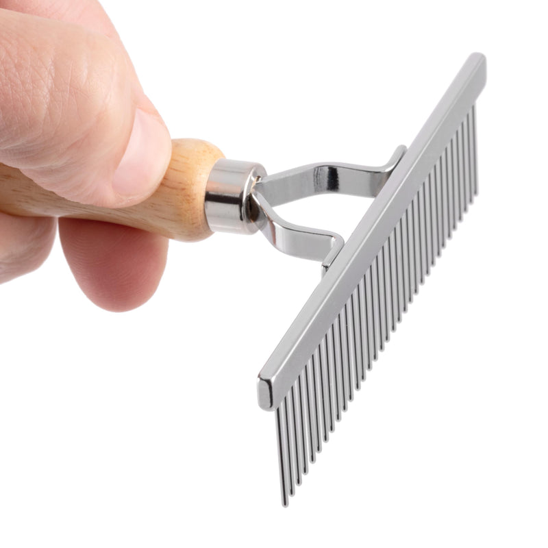 GROOM PROFESSIONAL Wooden Perth Pin Undercoat Rake for Dogs - Dog Grooming Rake for Deshedding - Perfect for Brushing Out Long/Double Coated Breeds - Longer Teeth for Effective Grooming - PawsPlanet Australia